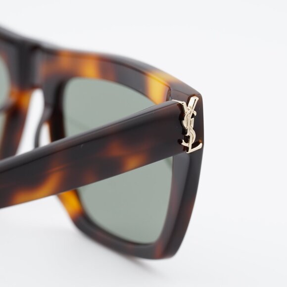 Saint Laurent SL M131/F 003 Sunglasses Havana Square Frame, Green Lenses main image 5